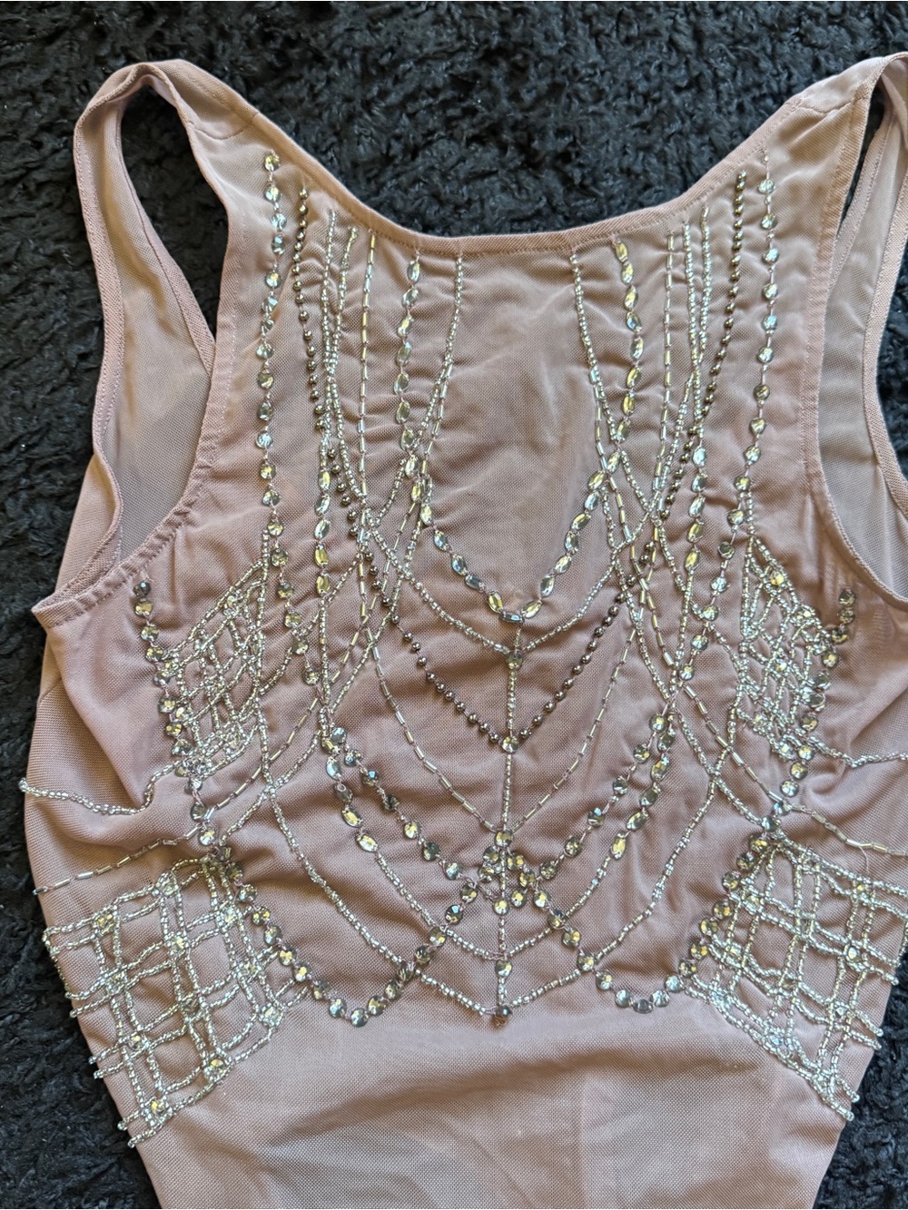 NEW ASOS Mesh Embellished Beaded Mauve Sleeveless Bodysuit
